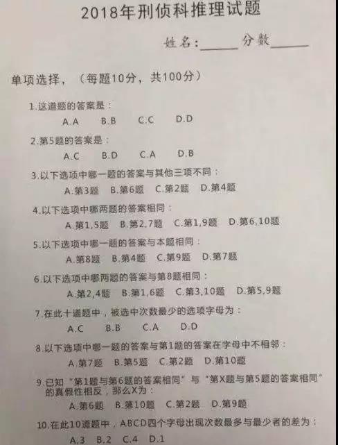 朋友圈疯传的刑侦推理试题 出题人竟是中学生！